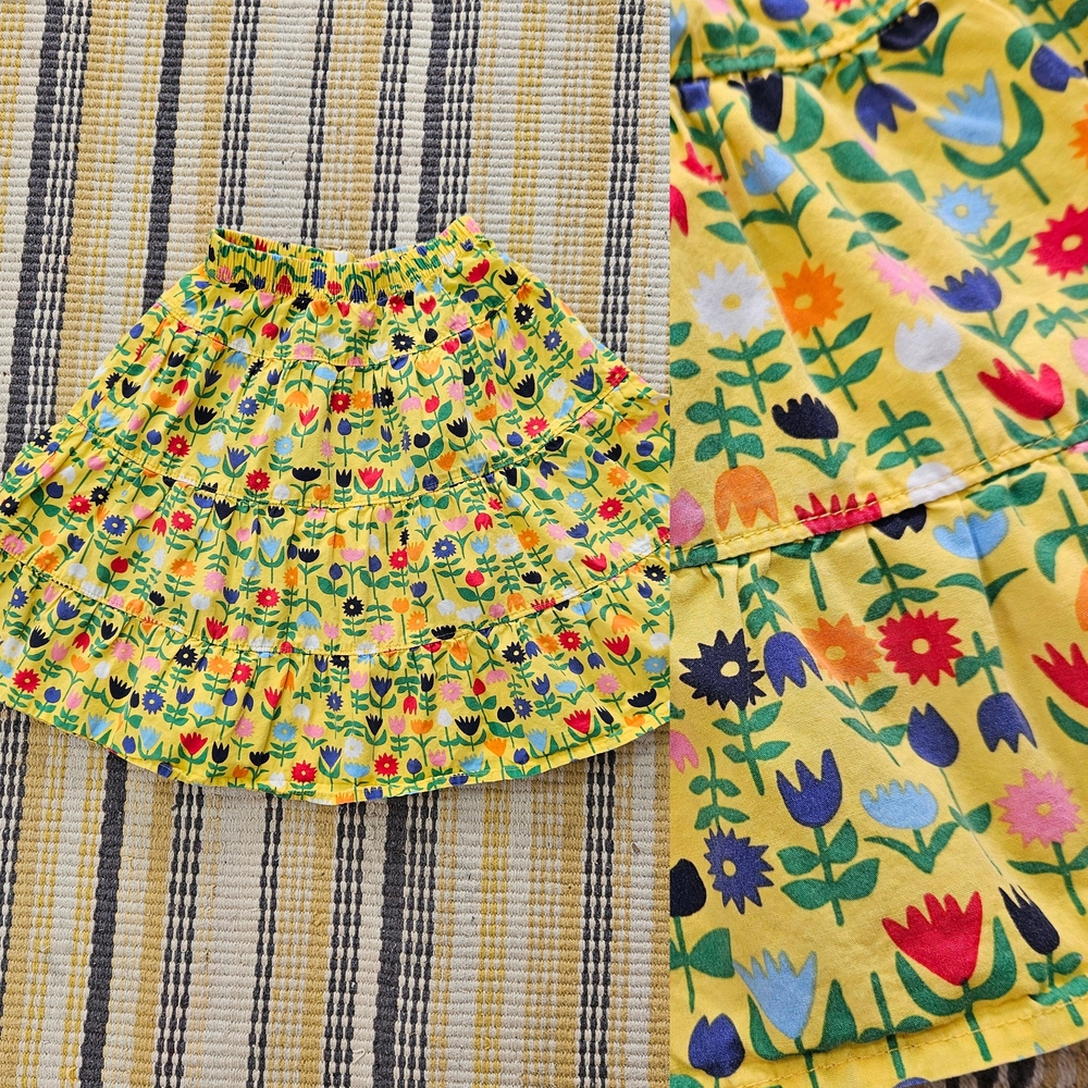 Hanna Andersson Yellow Cotton Floral Skirt
